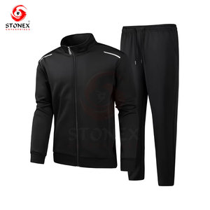 Men Solid Eco-Friendly Long Sleeve Jacket & Trouser Stand Collar <b>Tracksuit</b> Drawstring Casual wear Two Piece Outfit OEM Services - Product Image 1