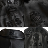 Blouson aviateur en cuir noir Premium Avirex Icon |   Vêtements décontractés pour hommes, écologiques, respirants, à séchage rapide, imperméables, patchwork