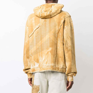 Sudadera con Capucha de Terciopelo Dorado para Hombre, Manga Larga, Color Sólido, Estilo Pullover, para Otoño - Product Image 3