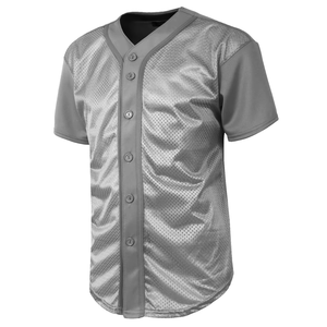 Camiseta de Béisbol Gris para Hombre, Manga Corta, Transpirable, con Cierre de Botones, Color Sólido, Corte Regular, Ropa Deportiva - Product Image 5