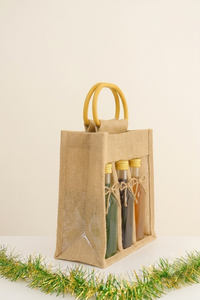 Bolsa Ecológica Personalizada Althea, Reutilizable, de Yute, con Ventana Transparente de PVC, Cierre con Cordón, Impresión Serigráfica, Logotipo Personalizado - Product Image 2