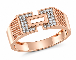 Bague signet en or rose, bague signet diamant, bague en émail noir, bague de luxe pour homme, bijoux unisexes, bague en or massif, bague en or 18 carats, bague géométrique - Product Image 3