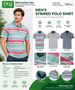 Polo rayé pour homme, manches courtes, coupe classique, tricoté, décontracté, blanc rose - Product Image 2