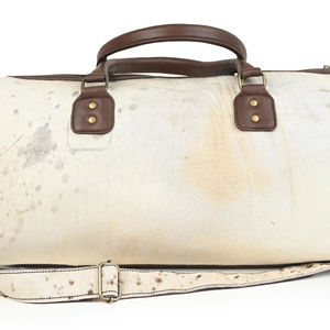 Sac de voyage de luxe en cuir véritable avec fourrure, grande capacité, léger et portable, pour week-end ou nuitée LHODB-0111 - Product Image 1