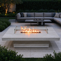 Table de foyer au gaz GPL personnalisable en acier inoxydable, foyer autoportant décoratif, chauffage de table pour terrasse et jardin extérieur