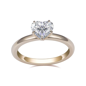 Heart Cut Diamond Engagement Ring 9K Yellow Gold Prong Setting Classic Style Women's Fine Jewelry - Product Image 1