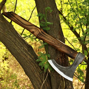 Hache tactique à double lame THEWIZ CRAFTS, hache à abattre, lame en acier forgé, manche en bois, outil de coupe d'arbres DIY, camping en plein air - Product Image 6