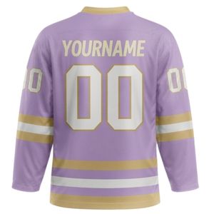 Men Lavender Sublimated <b>Ice</b> Hockey V Neck Striped Jersey Polyester Sports Shirt Team Match Training Athletic Clothing - Product Image 2