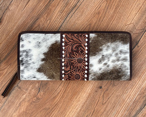 Trousse à bijoux usinée à la main et en cuir de vachette/organisateur de cheveux sur cuir véritable grande capacité Western Floral Tassel mallette de rangement de bijoux - Product Image 2