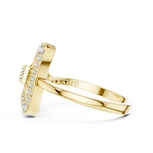 Anillo SOLARIS TRIANGLE con Diamante Cultivado en Laboratorio, Corte Minimalista, Bañado en Rodio, Oro Amarillo Sólido de 18 Quilates, para Compromiso, Fiesta, Boda, Evento Glamuroso - Product Image 2