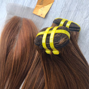 Precio de fábrica 100% Raw Virgin Vietnamita Trama humana Encaje Peluca Hueso Recto Color marrón Super Doble Extensiones de cabello - Product Image 4