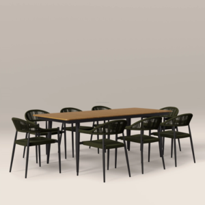 Minimalist Sturdy Rectangular Dining Table Set with Eight <b>Comfortable</b> Chairs for Home Furniture for Restaurant Outdoor Use - Product Image 1