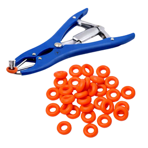 Pince à castrer pour chiots 8,26 po avec 100 anneaux en caoutchouc, en acier inoxydable réglable pour bétail et usage vétérinaire - Product Image 1