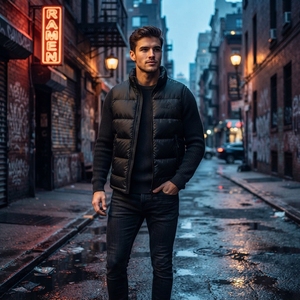 Veste d'hiver sans manches matelassée noire pour homme, fermeture éclair intégrale, col haut, chaude, pour l'extérieur, ONEAPEX OEM en gros - Product Image 6
