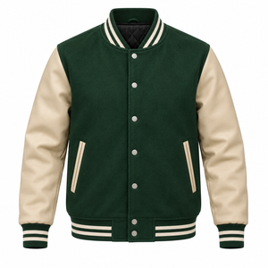 Chaqueta Varsity de Invierno para Hombre, 100% Lana, Frente de Lona, Hombros Caídos, Dos Tonos, Estilo Casual, con Logotipo Personalizado - Product Image 1