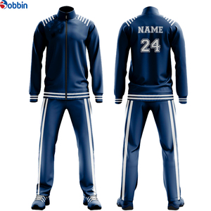 Survêtement Homme Bleu Foncé Personnalisé avec Fermeture Éclair Intégrale, Col Montant, Design Sportif, Séchage Rapide, en Polyester, pour l'Automne, avec Impression Nom & Numéro - Product Image 3