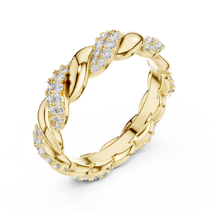 Conjunto de Anillos Apilables de Oro Amarillo de 18 Quilates con Diamantes Cultivados en Laboratorio de Corte Brillante, Chapado en Rodio, Certificado, Estilo ETERNITY ROPE BAND, para Fiestas - Product Image 2