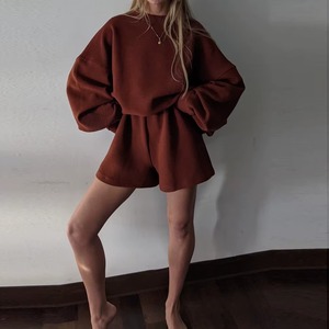 Conjunto Deportivo de 2 Piezas para Mujer, Manga Corta, Cierre Frontal con Cremallera, Pantalones Cortos de Ciclismo, Transpirable, de Secado Rápido, Elástico, para Yoga y Ejercicio, OEM ODM - Product Image 2