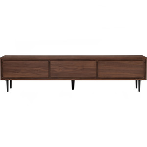 Premium <b>Walnut</b> Tone Midcentury Modern TV Stand Media Console <b>Cabinet</b> with 3 Drawers Slim Leg Living Room Furniture Fits 65"+ TVs - Product Image 3