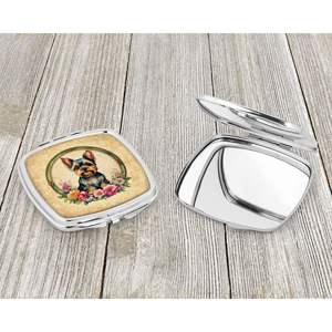 Yorkshire Terrier Fleurs Miroir de maquillage de voyage compact Cadeau de conception de poche pliant pour femmes et filles - Product Image 3