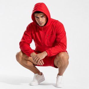 Factory Custom Ripstop Nylon <b>Men's</b> Sports Windbreaker <b>Jacket</b> Shorts Set Front Spring Sportswear Travel <b>Packable</b> Wholesale - Product Image 5