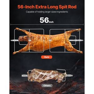 Griglia per girarrosto da 60W Copertura con cappuccio da 56 pollici in acciaio inossidabile Capacità 286 libbre per ruote chiudibili a chiave per maiale campeggio Barbecue all'aperto - Product Image 4
