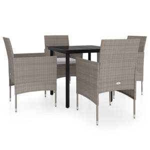 Set da pranzo Patio 5 pezzi Beige e nero con comodi cuscini per mangiare in giardino - Product Image 2