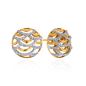 Pendientes de Oro Amarillo de 14K con Círculo Abierto y Diamantes Cultivados en Laboratorio de Corte Redondo, Joyería Fina Moderna, Proveedor Mayorista - Product Image 2