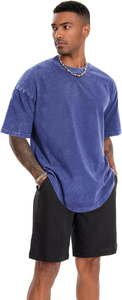 T-shirt formel pour homme 100% coton, lavage à l'acide, couleur unie, 220 GSM, coupe classique, personnalisable, haute qualité, vente en gros - Product Image 3