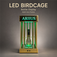 Présentoir à Bouteilles LED Personnalisé en Forme de Cage à Oiseaux, Présentoir à Vin pour Service VIP en Boîte de Nuit, Glorificateur de Vin en Fer, Présentoir d'Ambiance pour Bar