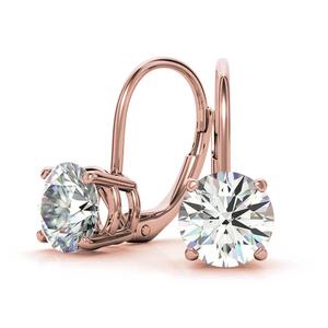 Wholesale IGI Certificate Round Classic 18k/22k/24k SOLID Round Lab Grown Diamond Basket <b>Leverback</b> <b>Earrings</b> For Women Wear - Product Image 4