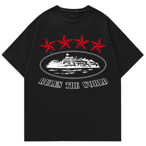 Camiseta de Gran Tamaño para Hombre con Estampado DTG, Algodón Premium, Estampado Gráfico Personalizado, Cuello Redondo, Manga Corta, Estilo Urbano Informal - Product Image 1