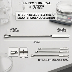 Spatule micro-cuillère en acier inoxydable 18/8, finition miroir premium, cuillère d'échantillonnage de réactifs de laboratoire, spatule chimique double extrémité - Product Image 3