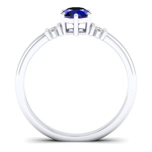 REYES Elegance Design 14K <b>White</b> Gold Round Cut 0.5 Carat Blue <b>Sapphire</b> Gemstone <b>Ring</b> with Natural Diamond Fine Jewelry For Women - Product Image 4