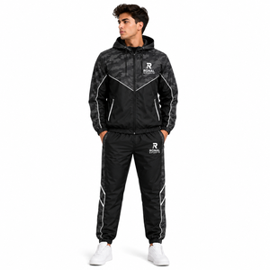 Ensemble de survêtement camouflage pour homme RONAL SPORTS, avec capuche et fermeture éclair intégrale, pantalon de jogging sportif, séchage rapide, polyester, vêtements d'automne - Product Image 3