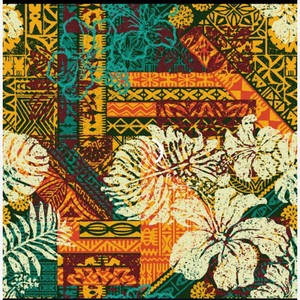Tissus en polyester aux couleurs vives et audacieuses, d'inspiration polynésienne, prêts à l'impression et expédiés dans le monde entier - Product Image 2