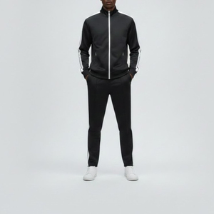 Unisex Tracksuit Set Full Zip Jacket Elastic Waist Pants Striped Design Breathable Polyester Sportswear for Adults Autumn Wear - Product Image 3