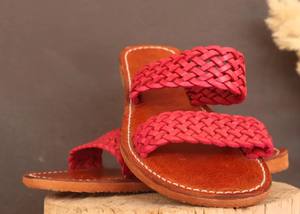 Sandalias de cuero marroquí hechas a mano para mujer, sandalias tejidas rosas, zapatos bohemios de verano - Product Image 2