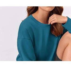 New Collection Winter Knitted OEM Service Long Sleeve Neck Shoulder Slope Solid Comfortable Casual Women's Sweatshirt Bangladesh - Product Image 3