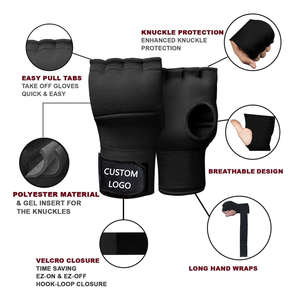 Gants d'entraînement sans doigts avec logo personnalisé, attache velcro au poignet, pour boxe, arts martiaux, adulte, néoprène, design demi-doigts, unisexe - Product Image 3