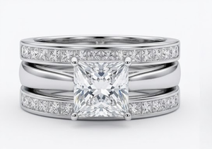 LY Emerald Cut Moissanite Engagement <b>Ring</b> <b>Set</b> 18K <b>Gold</b> Plated/Rhodium Plated/Rose <b>Gold</b> Plated 925 Silver Unisex Classic Wedding - Product Image 5