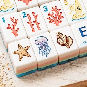 Jeu de tuiles de mahjong en acrylique multicouche personnalisé, motif sirène océanique, pour divertissement et jeux de société - Product Image 2