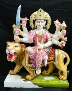 Handmade Fine Marble Durga Ma Goddess Statues - Product Image 2