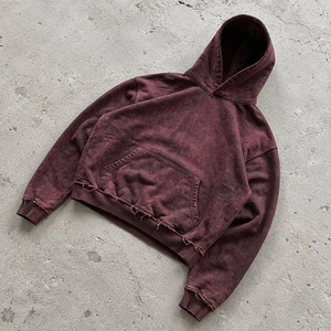 Sweat à capuche vintage délavé à l'acide, 450 GSM, molleton épais, style Y2K streetwear, coupe oversize pour marques (Marque privée) - Product Image 2