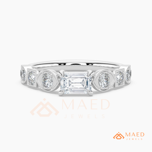 925 Sterling <b>Silver</b> <b>Emerald</b> Cut Moissanite Engagement <b>Ring</b> Geometric Wedding Band Luxury Bridal Jewelry USA - Product Image 5