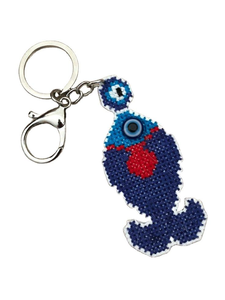 Llavero de diseñador hecho a mano con cuentas y bordados en blanco y naranja, con joyería de lujo, exclusivo, hermoso y elegante para chica. - Product Image 2