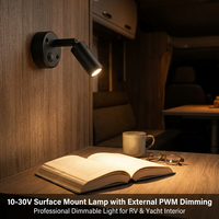 Lampe de lecture à col de cygne 12V 24V pour camping-car, blanche, à intensité variable, tactile, double USB A+C, à fixer au mur, pour camping-car, caravane, bateau