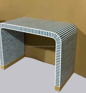 โต๊ะคอนโซลฝังกระดูกทำด้วยมือพร้อมเฟอร์นิเจอร์ห้องรับแขกทองเหลืองอินเดียโมเดิร์น MDF กระดูกและทองเหลืองขยายได้โดย Royal decore M - Product Image 3