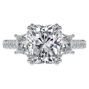 Anillo de compromiso de oro con diamante de laboratorio de lujo, certificado IGI, corte radiante trapezoidal, de tres piedras, para mujer - Product Image 1