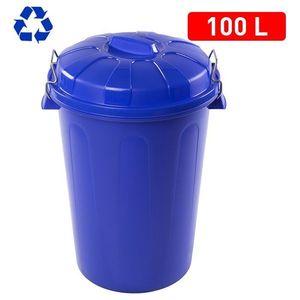 Contenedor de Basura de Plástico Azul de 100L con Tapa para Reciclaje, Uso Interior/Exterior - Product Image 3